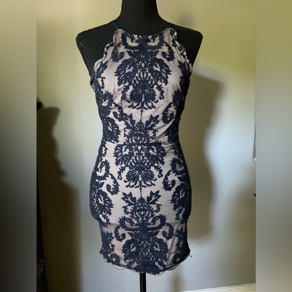 Xenia Boutique lace black and nude dress